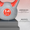 Kettlebell per Allenamento 14 Kg Base Piatta e Impugnatura per Stacchi in PU e Sabbia Rosso-6