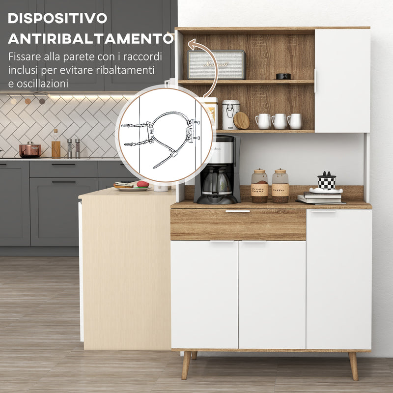 Credenza da Cucina 98x39x180 cm in Legno Truciolare Bianco e Legno-7