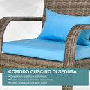 Sedia da Giardino 65x86x90 cm in Rattan e Acciaio Marrone e Blu-5