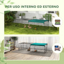 Gabbia per Conigli da Esterno 185x75x50 cm in Acciaio e Tessuto Oxford Verde-5