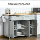 Carrello da Cucina 121x46x91 cm con Ruote in Legno Grigio-5