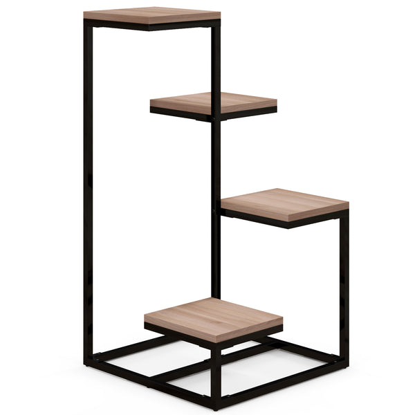 prezzo Scaffale per Piante a 4 Livelli 40x40x75,5 cm in Acciaio e Legno Marrone e Nero