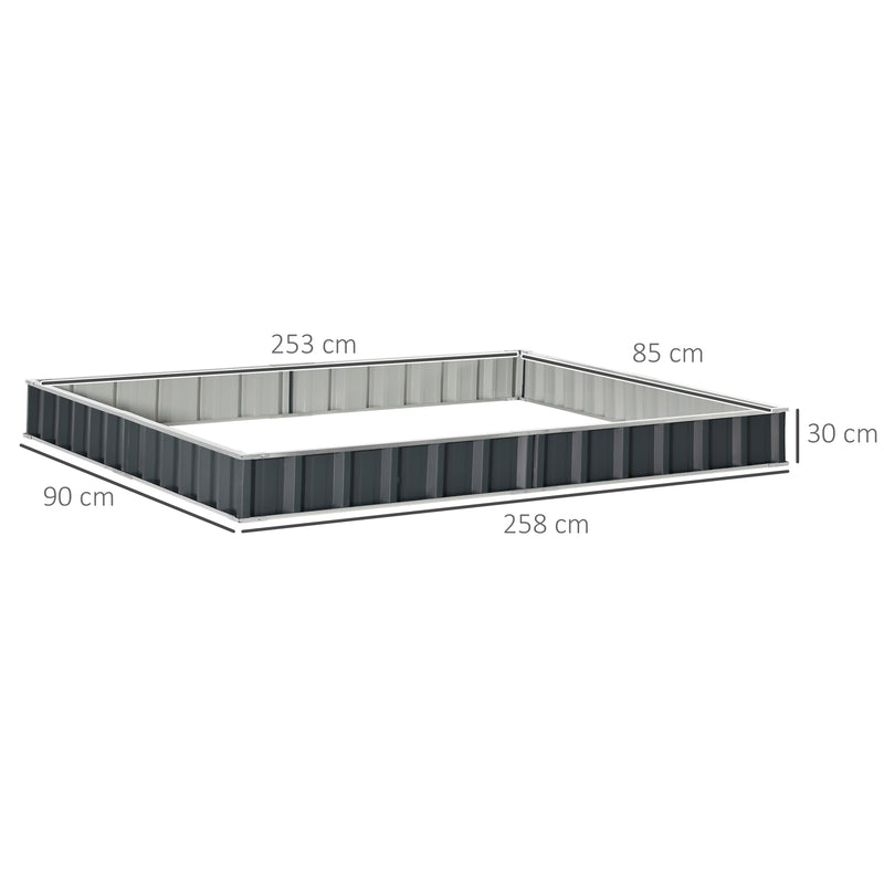 Orto Rialzato Modulabile Senza Fondo 258x90x30 cm in Acciaio Zincato Grigio Scuro-3