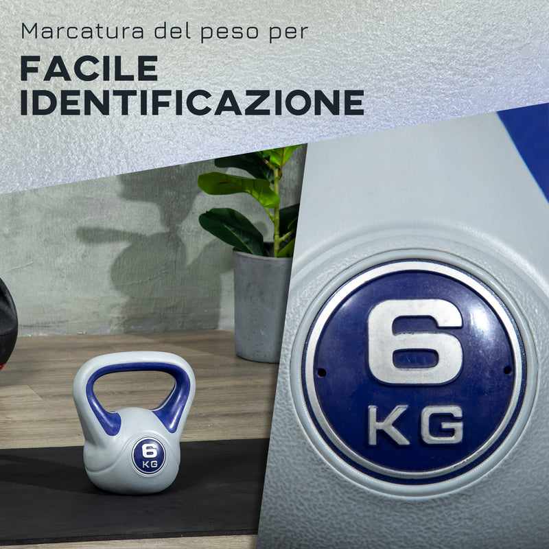 Kettlebell per Allenamento 6 Kg Base Piatta in PU e Sabbia Viola-5