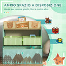 Scaffale Portagiochi per Bambini 63x30x66 cm 6 Contenitore Rimovibili Verde-4