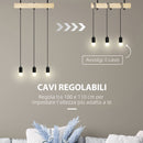 Lampadario a Sospensione 50x8x33 cm con 3 Lampadine in Legno e Metallo Nero-5