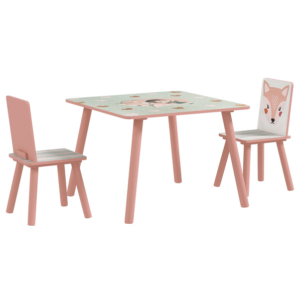 Set Tavolo con 2 Sedie per Bambini in Legno di Pino e MDF Rosa prezzo