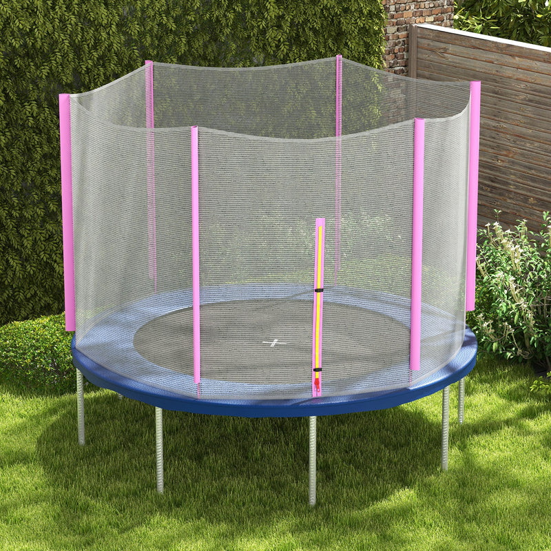 Rete di Protezione per Trampolini a 6 Pali con Ingresso con Cerniera Ø305x180 cm in PE Nero e Rosa-8