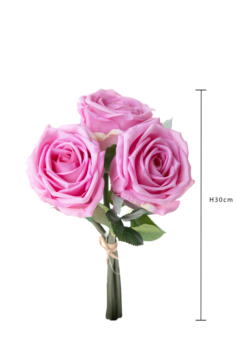 Set 2 Bouquet Artificiali Rose con 3 Fiori 30 cm Natale Touch -2