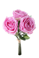 Set 2 Bouquet Artificiali Rose con 3 Fiori 30 cm Natale Touch -1