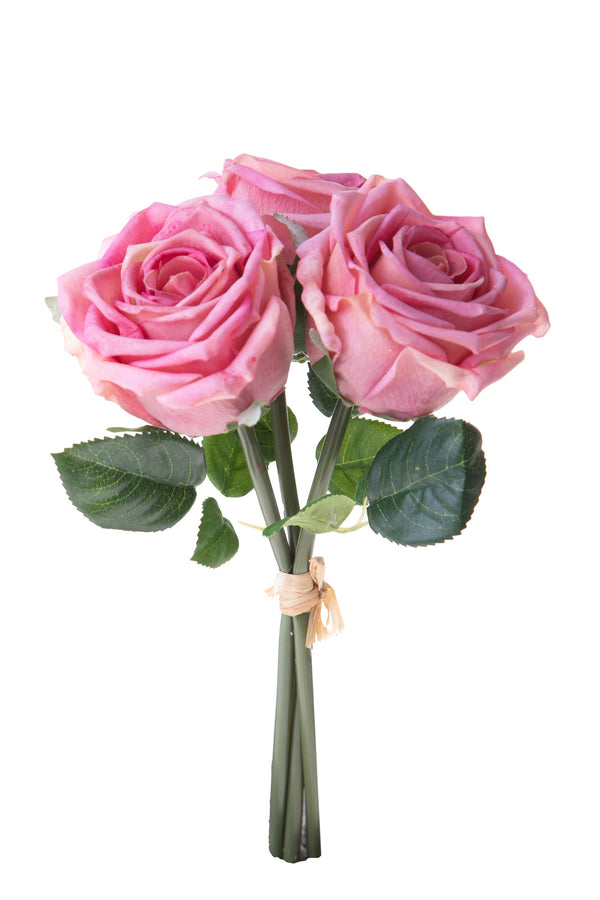 Set 2 Bouquet Artificiali Rose con 3 Fiori 30 cm Natale Touch online