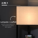 Lampada da Terra Angolare 50x37x159 cm con Ripiani e Paralume in Tessuto Nero-4