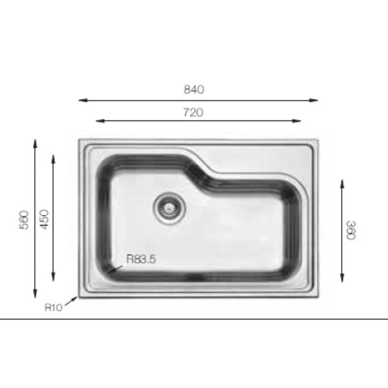 Lavello da cucina monovasca 84x56 cm-2