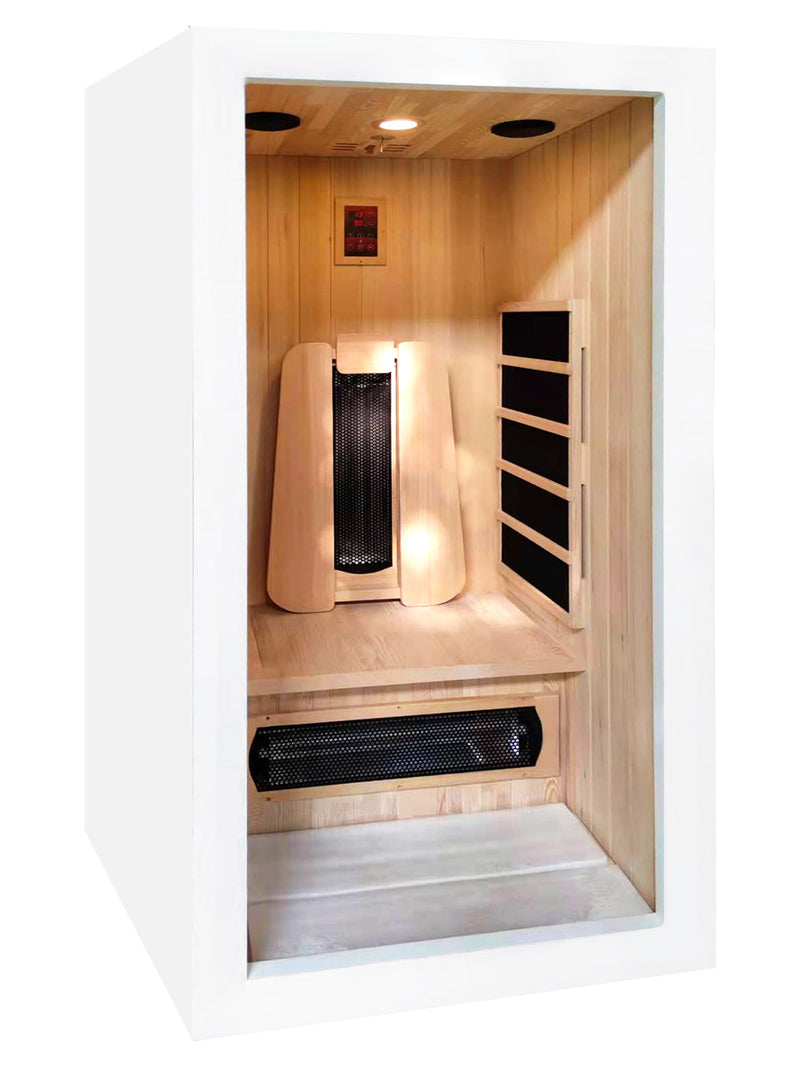 Sauna Finlandese Monoposto ad Infrarossi 90x90 cm in Legno di Abete Saulo-1