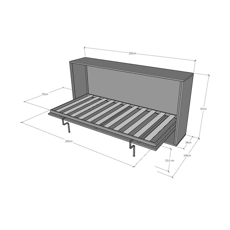 Letto Singolo a Scomparsa Orizzontale Kando H97 cm Bianco-10