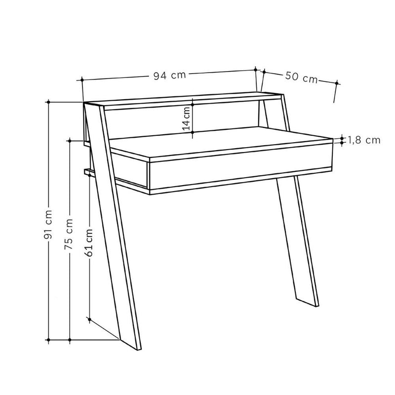 Scrivania da parete 94x50x91 cm Cowork antracite con cassetto-6