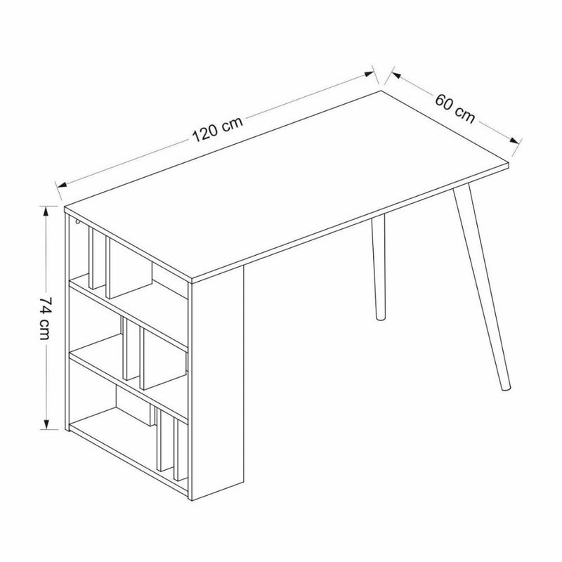 Scrivania 120x60x74 cm Pina 120 con libreria laterale noce antracite-6