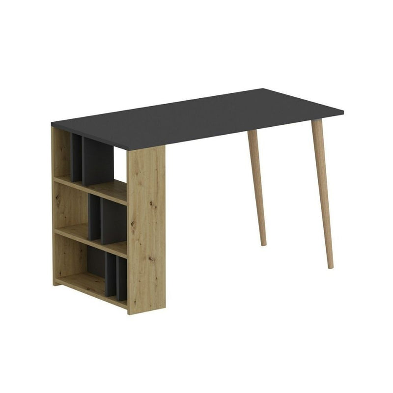 Scrivania 120x60x74 cm Pina 120 con libreria laterale noce antracite-7