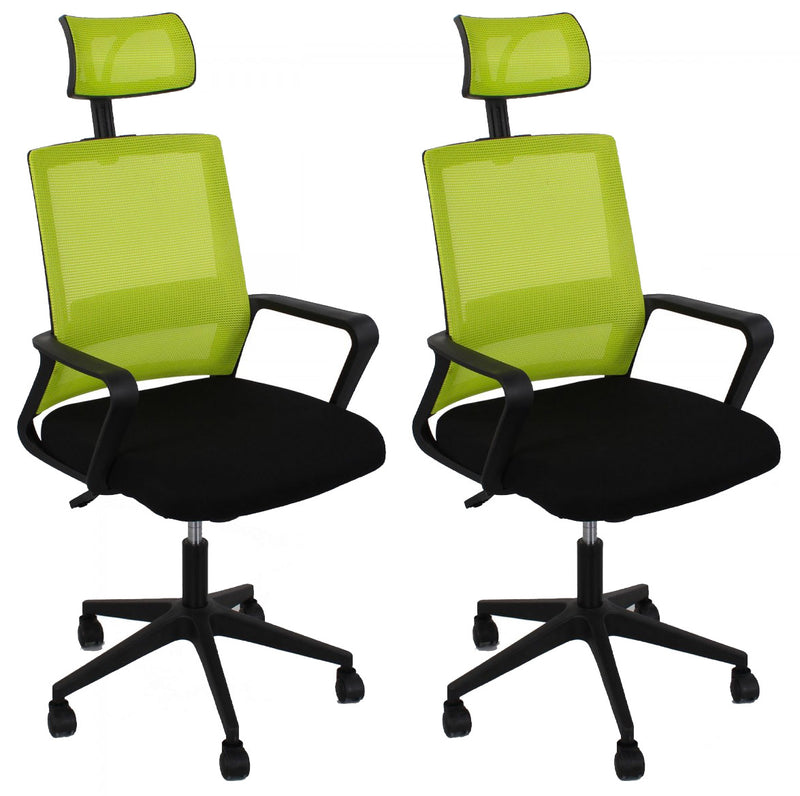 Set 2 Sedie da Ufficio Direzionale 58x126x50 cm in PU Lime-1