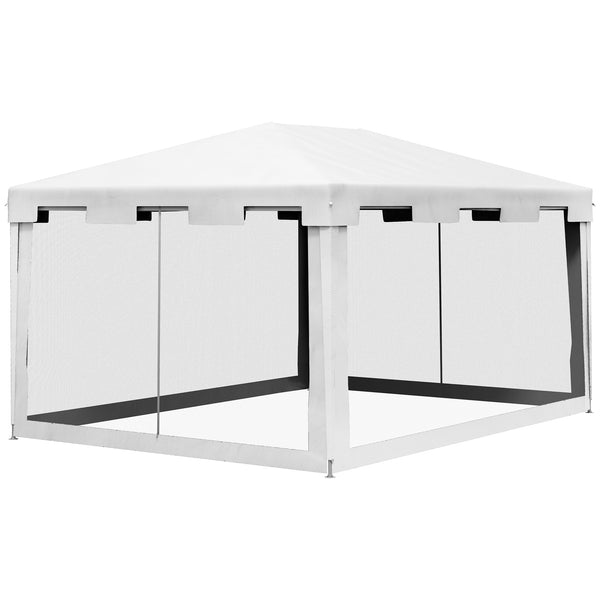 Gazebo da Giardino  Pieghevole con Zanzariera e 2 Ingressi 4x3m in Metallo e PE Bianco e Nero acquista