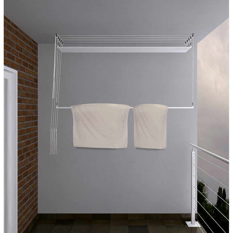 Stendibiancheria da Soffitto Salvaspazio per Interni e Esterni con 5 Aste da 200cm (altezza soffitto 270 cm) Stendinik-4