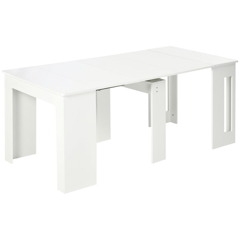 Tavolo da Pranzo Pieghevole  6 Persone 180x85x75 cm in Truciolato e Acciaio Bianco-1