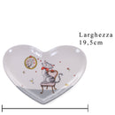 Set 4 Piatti a Forma di Cuori con Decori Larghezza 19,5 cm-2