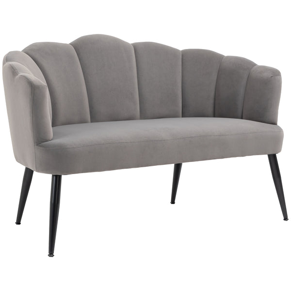 sconto 2-Sitzer-Sofa mit Metallbeinen 132 x 66 x 80 cm in grauem Samtstoff