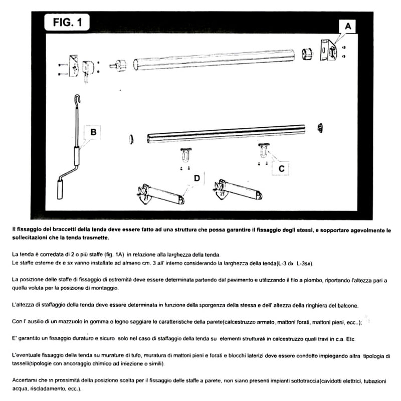 Tenda da Sole a Caduta 2x2,5m Tessuto in Poliestere Disegno P4032-3