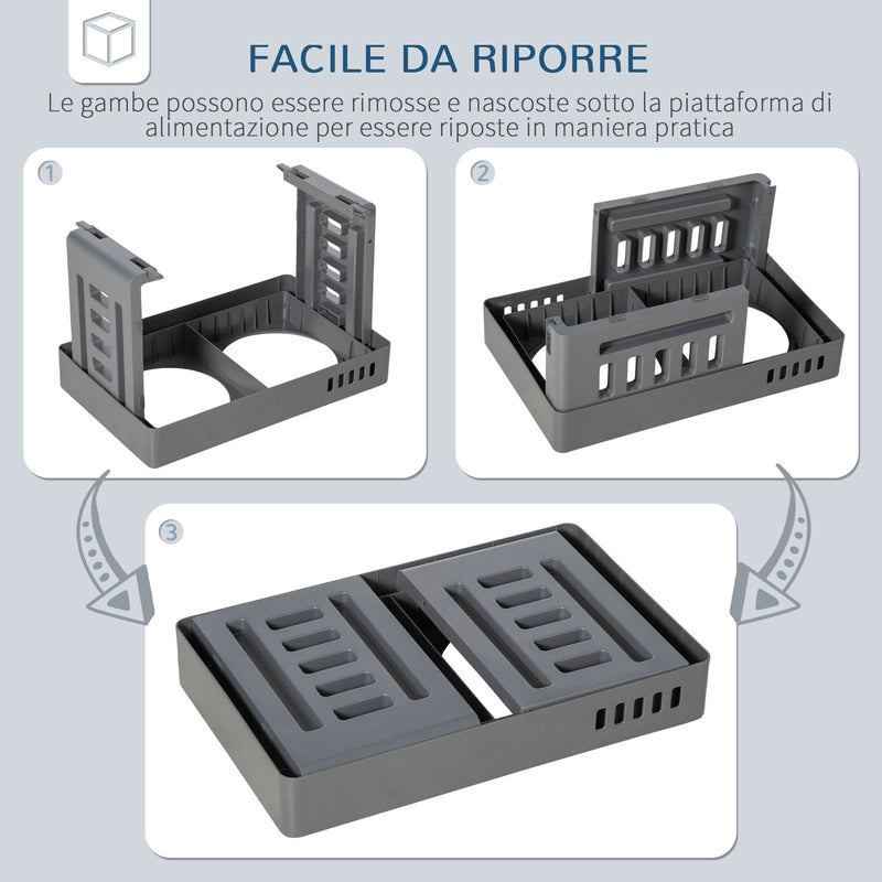 Set 2 Ciotole per Cani 1,2 Litri 44x27,7x28 cm in ABS e Acciaio Grigio-6