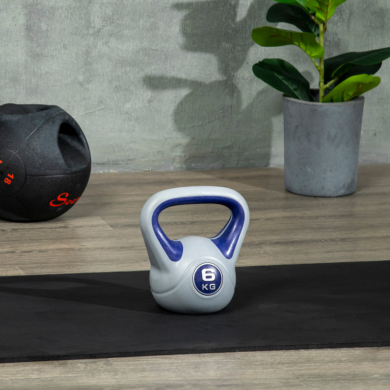 Kettlebell per Allenamento 6 Kg Base Piatta in PU e Sabbia Viola-7