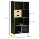 Libreria Moderna 80x40x165 cm in MDF e Truciolato Nero e Legno Naturale-3