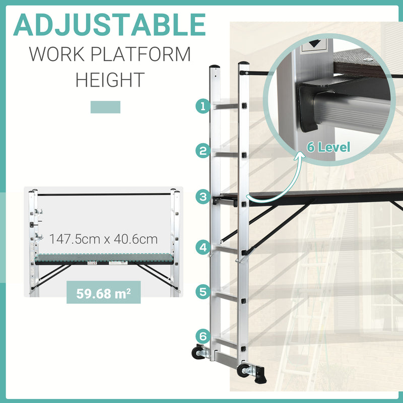 Trabattello Scala 3 in 1 ad Altezza Regolabile Max 150 Kg in Lega di Alluminio-5