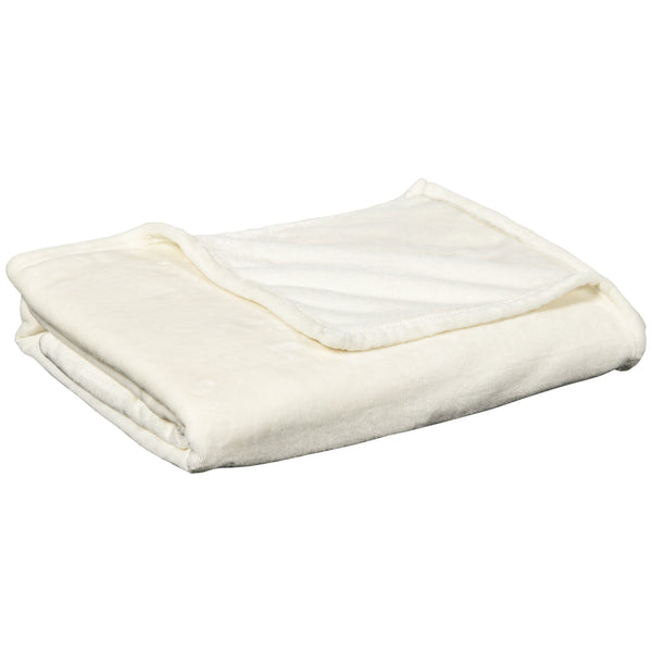 online Coperta Plaid Dubleface 203x152x0,5 cm in Flanella 330 GSM Bianco Crema