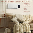 Termoventilatore da Parete Oscillatorio 54,5x12x21,5 cm 2 Modalità di Riscaldamento Bianco-4