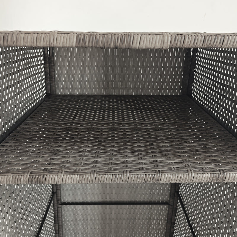 Armadio da Giardino 2 Vani 60x63x120 cm in Rattan PE Grigio-8