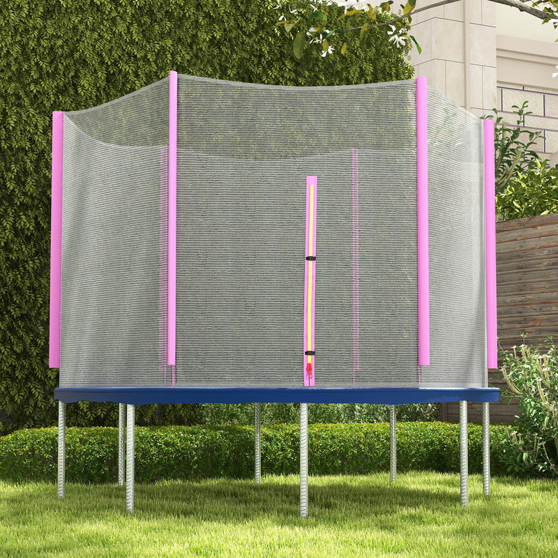 Rete di Protezione per Trampolini a 6 Pali con Ingresso con Cerniera Ø244x180 cm in PE Nero e Rosa-7