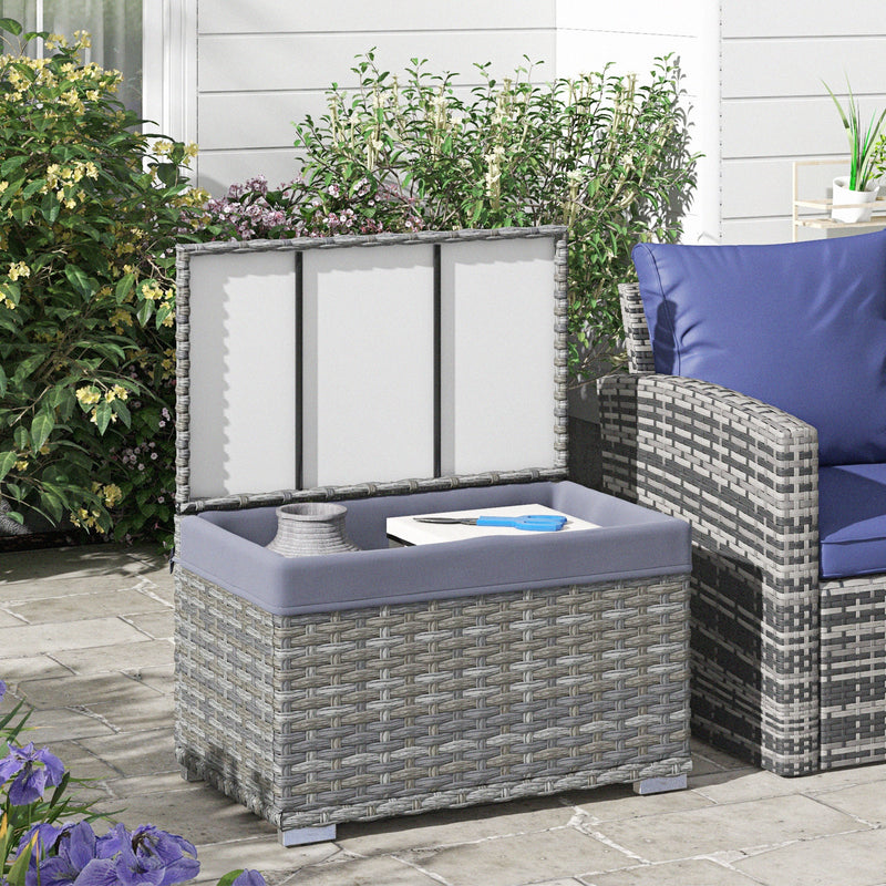 Baule da Giardino 76x45x48 cm in Rattan PE Grigio-2