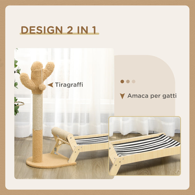 Albero Tiragraffi per Gatti 88,5x31,5x76,5 cm con Amaca-4