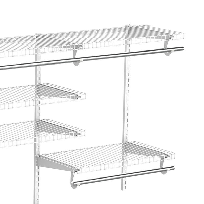 Organizer in Acciaio da Parete 249,4x38,8x162 cm 9 Ripiani Regolabili e 5 Aste per Appendere in Acciaio Bianco-8