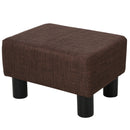 Pouf Poggiapiedi Imbottito 40x30x24 cm in Tessuto Effetto Lino Marrone Scuro-1