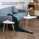 Set 2 Tavolini da Salotto Impilabili Stile Nordico con Gambe in Legno Bianco-6