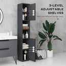 Mobile a Colonna per Bagno 30x30x183 cm in Truciolato Nero e Grigio-5