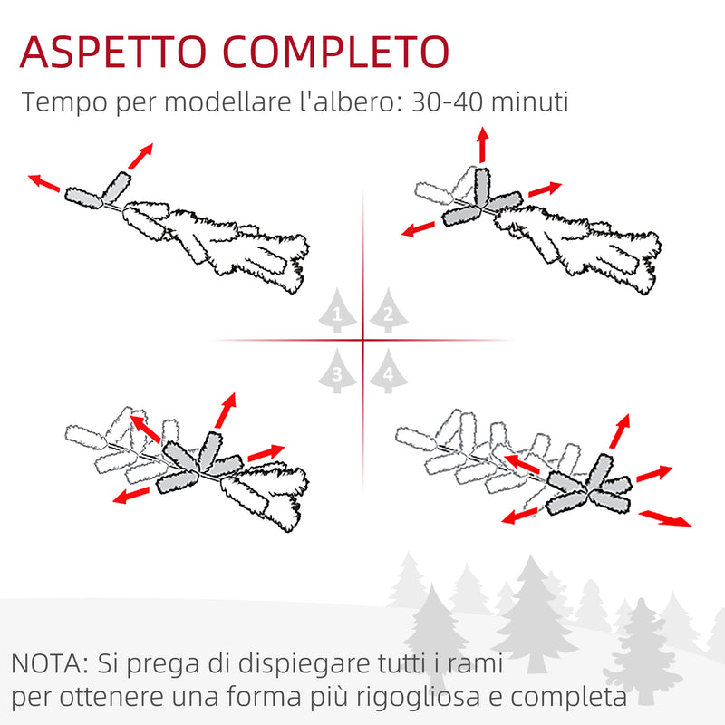 Albero di Natale Artificiale Innevato 180 cm 618 Rami 240 Luci LED Verde-8