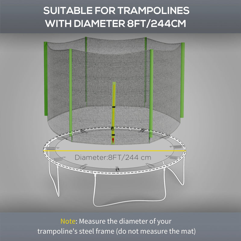 Rete di Protezione per Trampolini a 6 Pali con Ingresso con Cerniera Ø244x180 cm in PE Nero e Verde-4