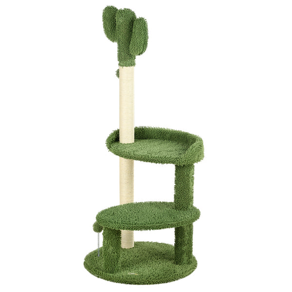 Albero Tiragraffi a Forma di Cactus 35x31x55,5 cm con 2 Palline Gioco Verde e Bianco online