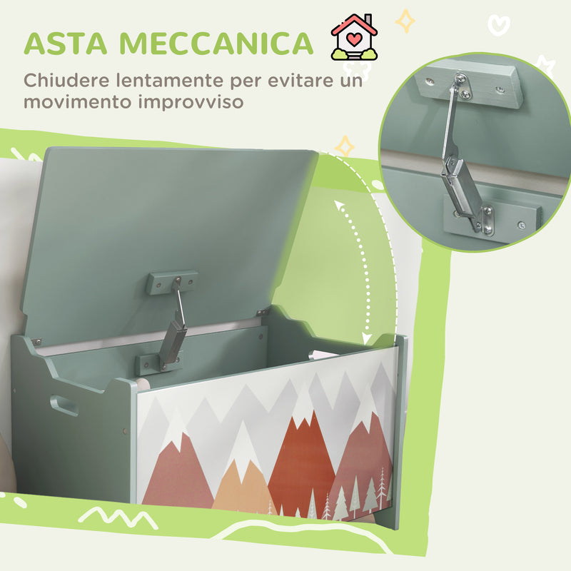 Cassapanca Baule Portagiochi 60x37x39 cm in MDF Verde-5