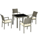 Set Tavolo e 4 Sedie da Giardino in Rattan PE Grigio-1