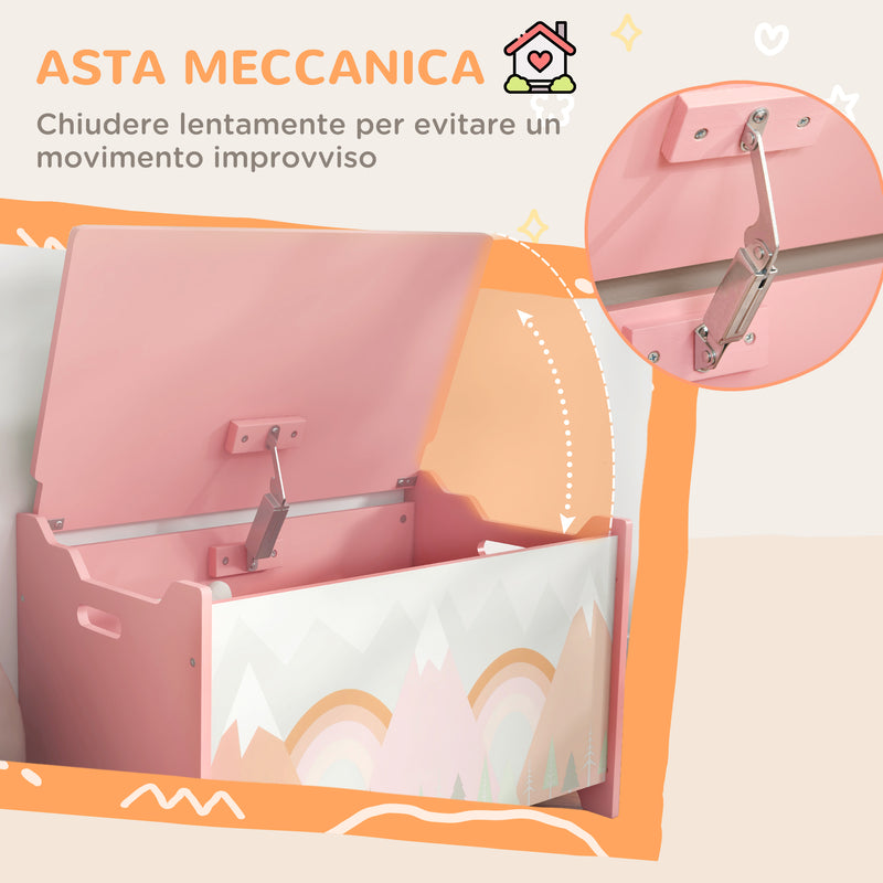 Cassapanca Baule Portagiochi 60x37x39 cm in MDF Rosa-5