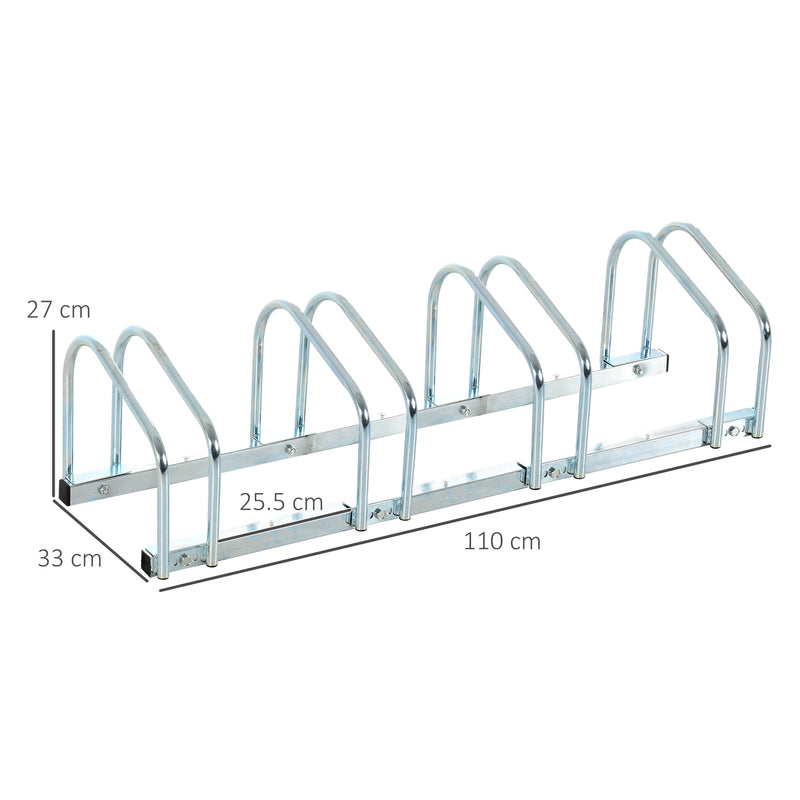 Rastrelliera Porta Biciclette 4 Posti 110x33x27 cm in Acciaio Argento-3